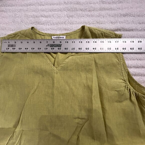 Harper Greer Womens Sleeveless V-Neck Lime Green Linen Top Blouse Size XL Casual - Picture 5 of 7